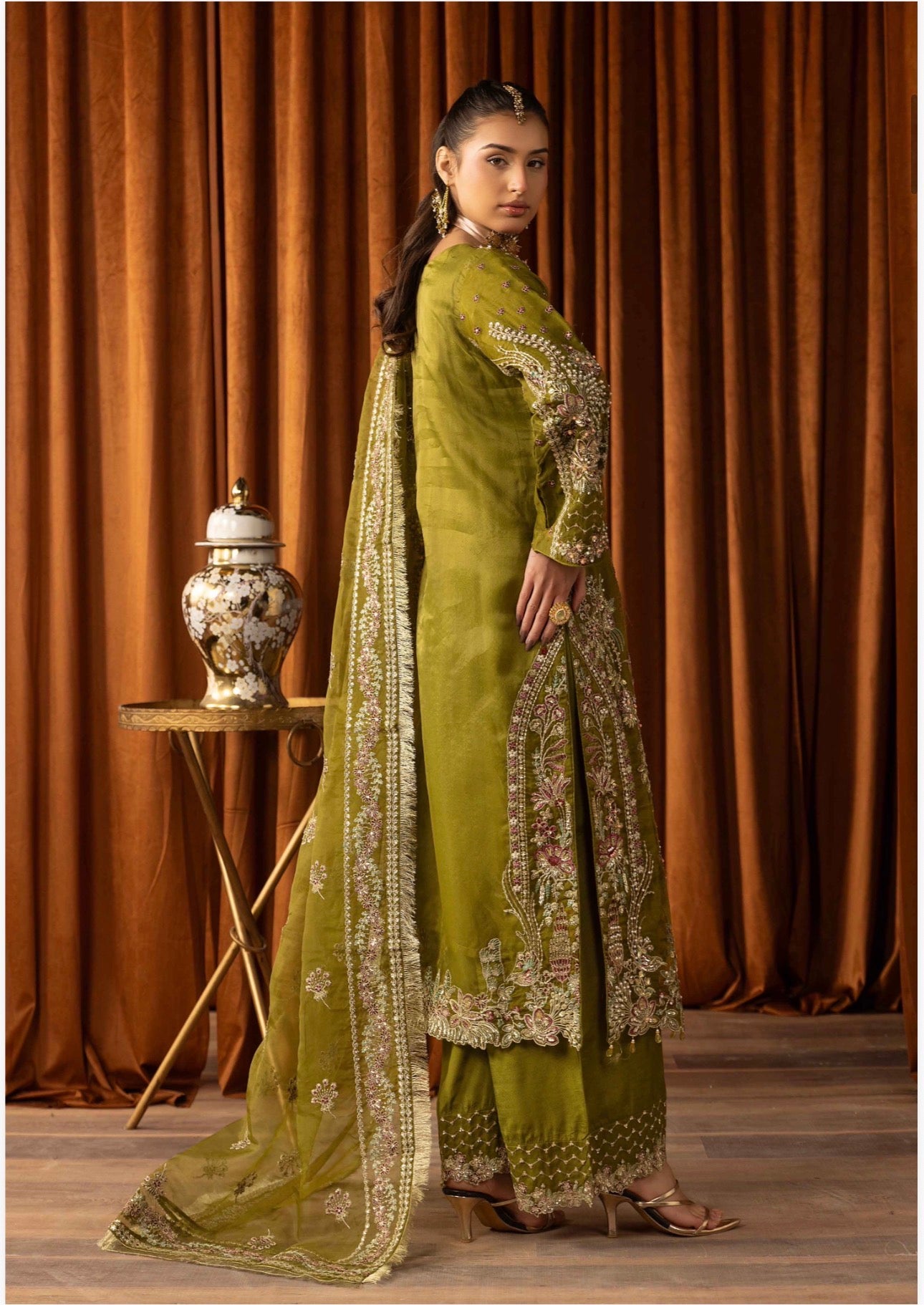 SANGEET | 3 piece heavy Embroidered soft organza Suit