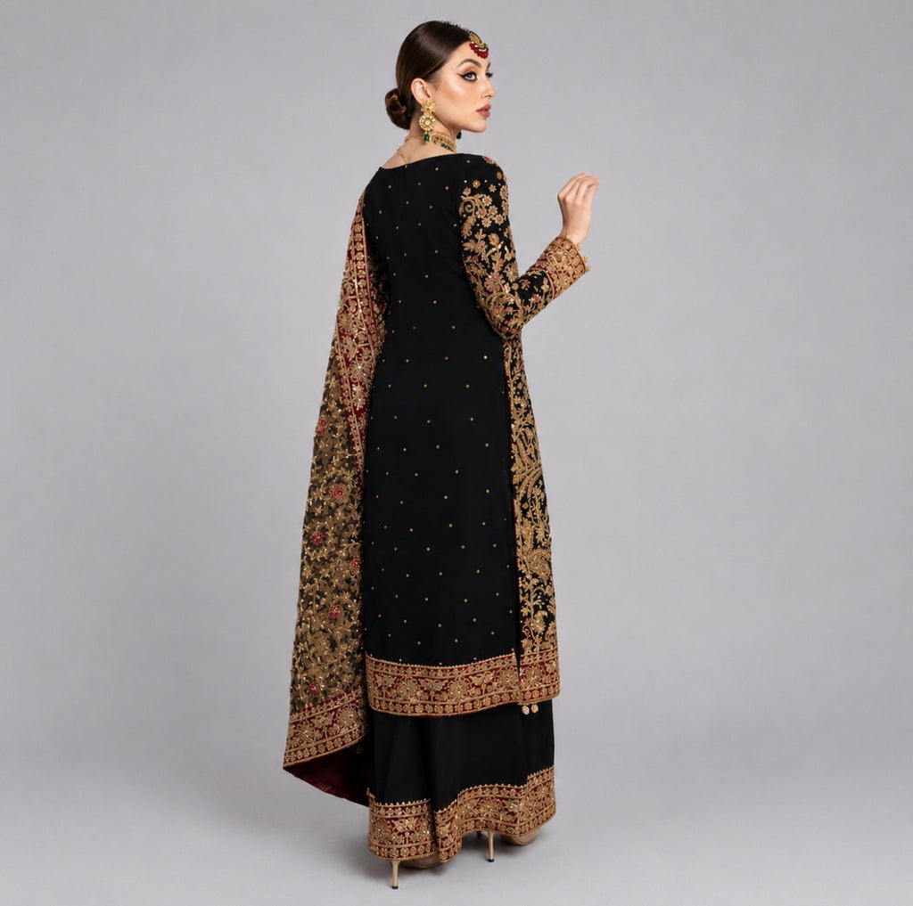 SUHANA- 4 piece Heavy embroidered chiffon suit