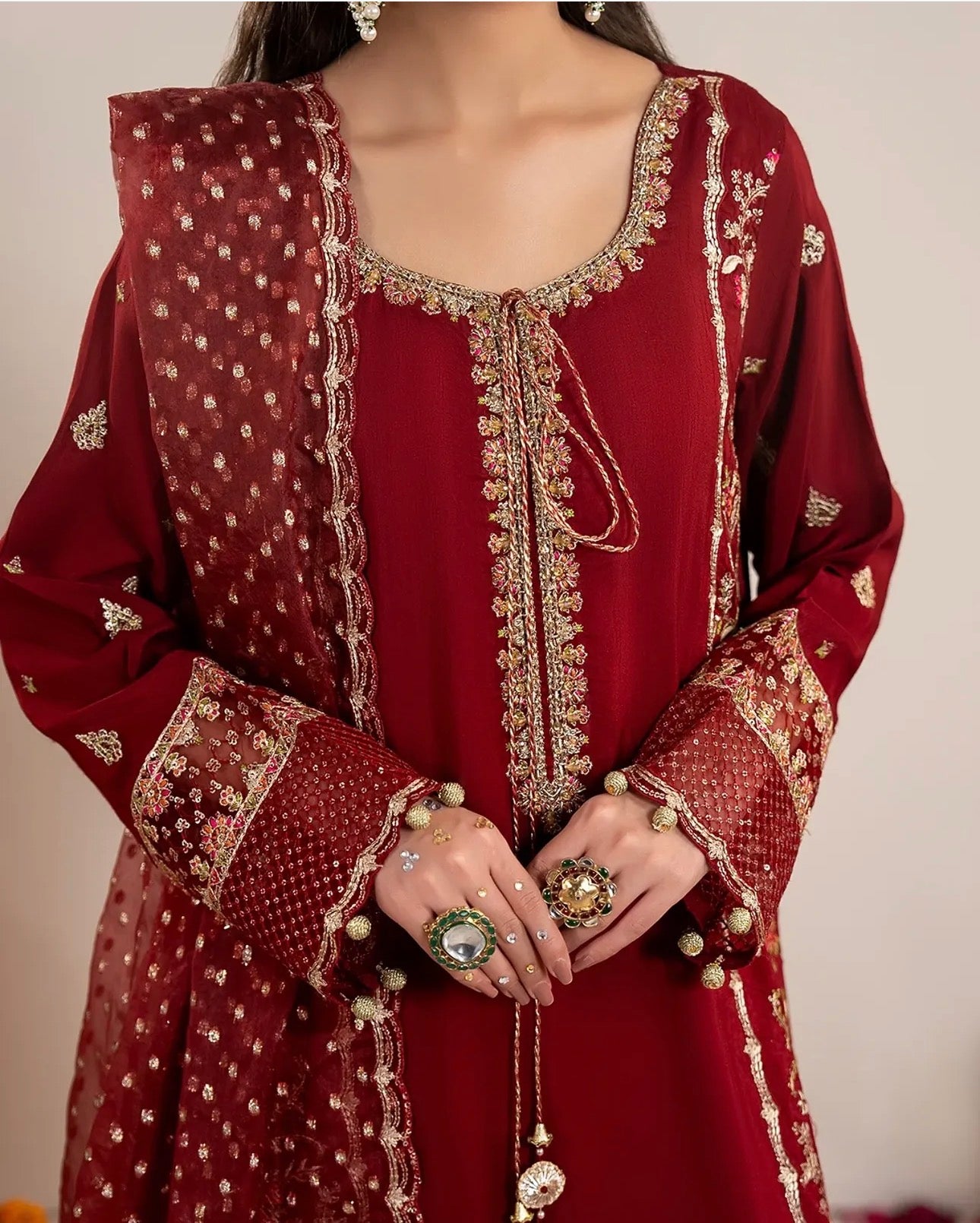 CHAAND RAAT | 3 piece Embroidered Raw Silk suit