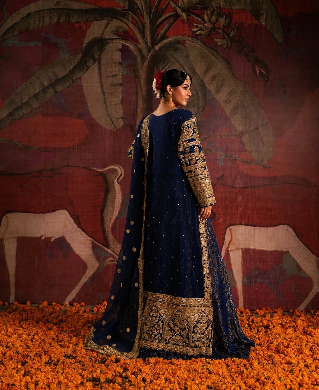 GEHNA | 3 piece Luxury Embroidered chiffon Pakistani Wedding Gown with chiffon Dupatta