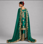 ZAMARUD | 3 piece heavy Embroidered silk pakistani mehndi/mayon wedding suit