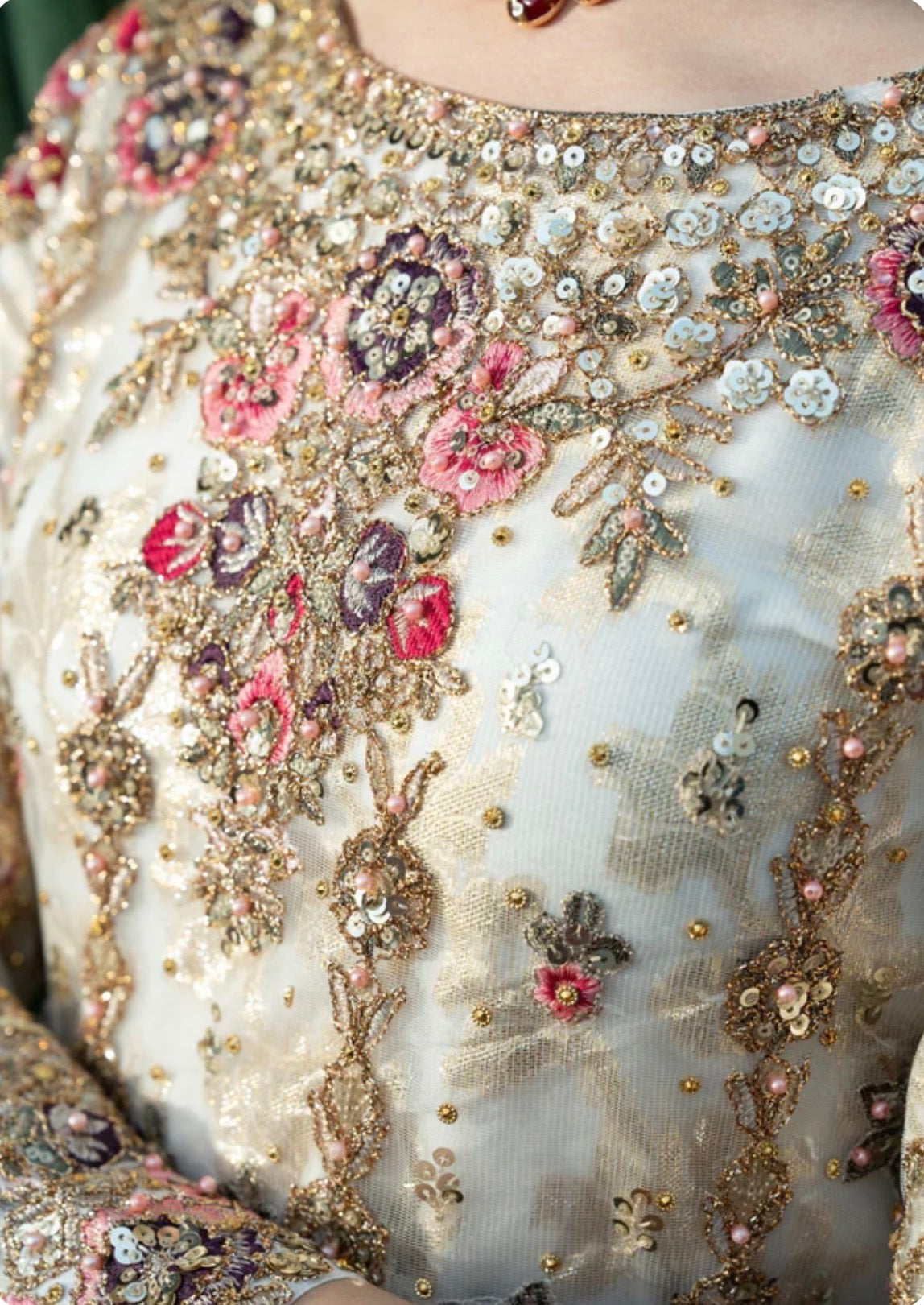 AROMMA | 3 piece Luxury Embroidered wedding anarkali Maxi dress comes with Potli bag