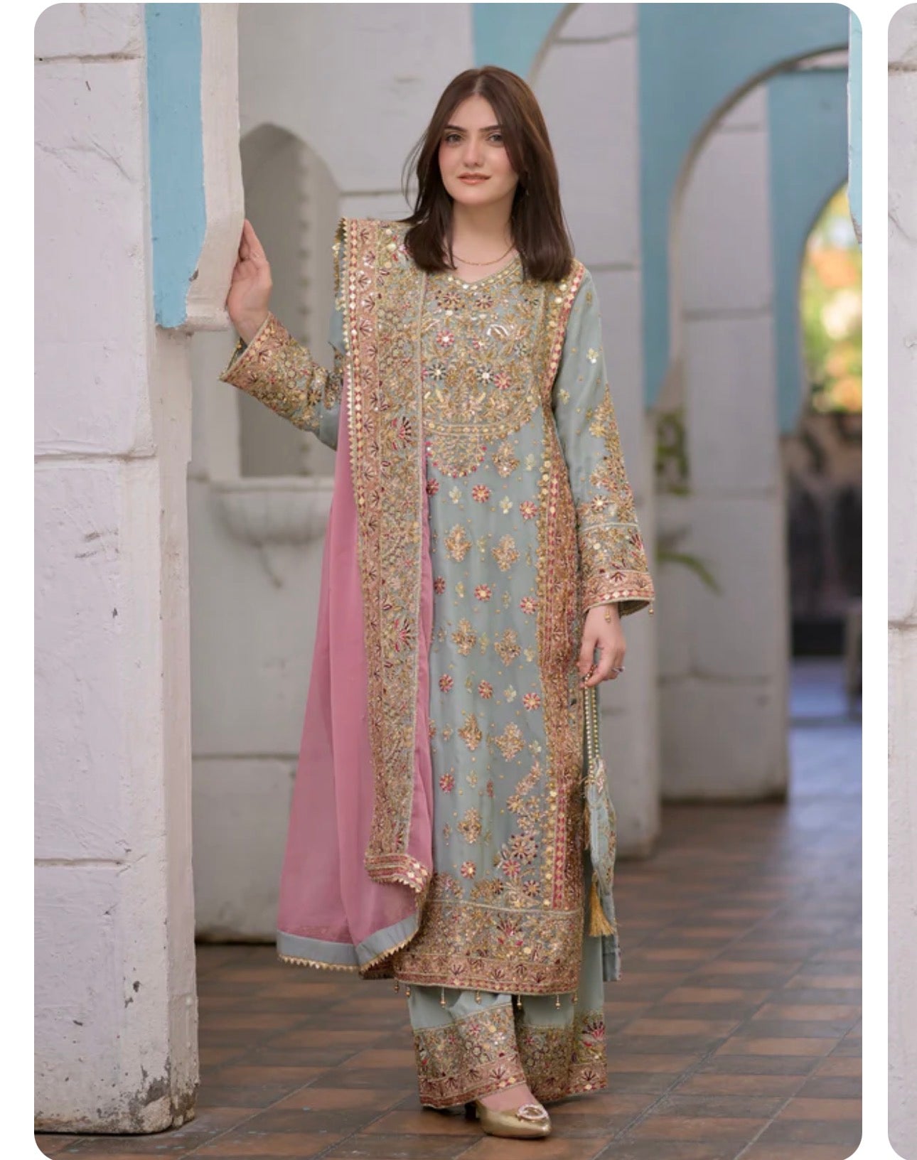 SAHAR | 3 piece heavy Embroidered chiffon wedding suit