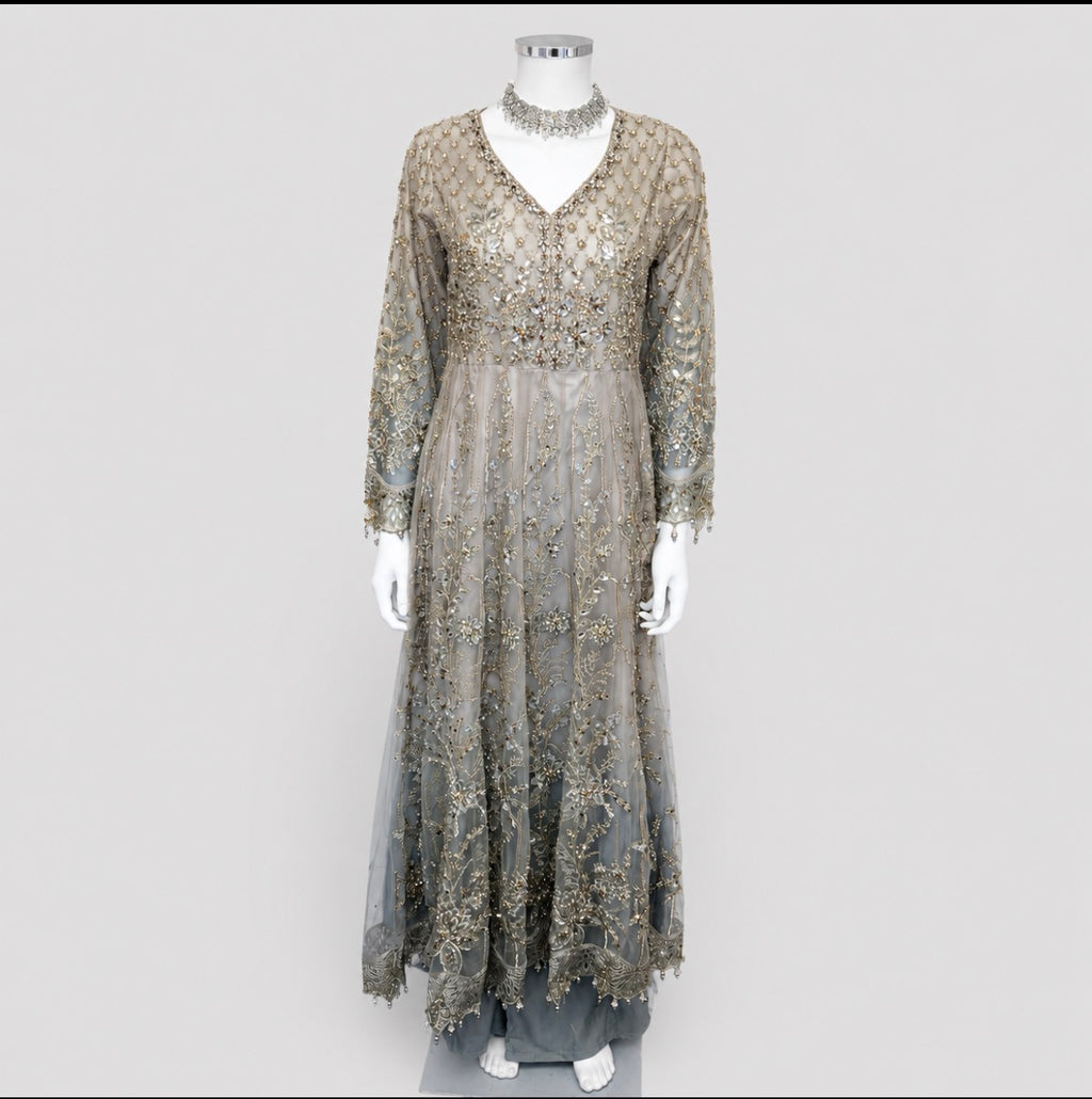 MASHAL | 3 piece heavy Embroidered Net wedding Dress