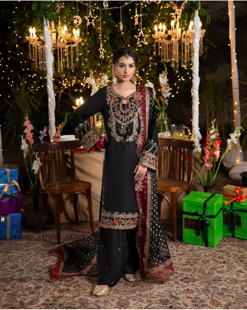 CHAAND RAAT | 3 piece Embroidered Raw Silk Suit