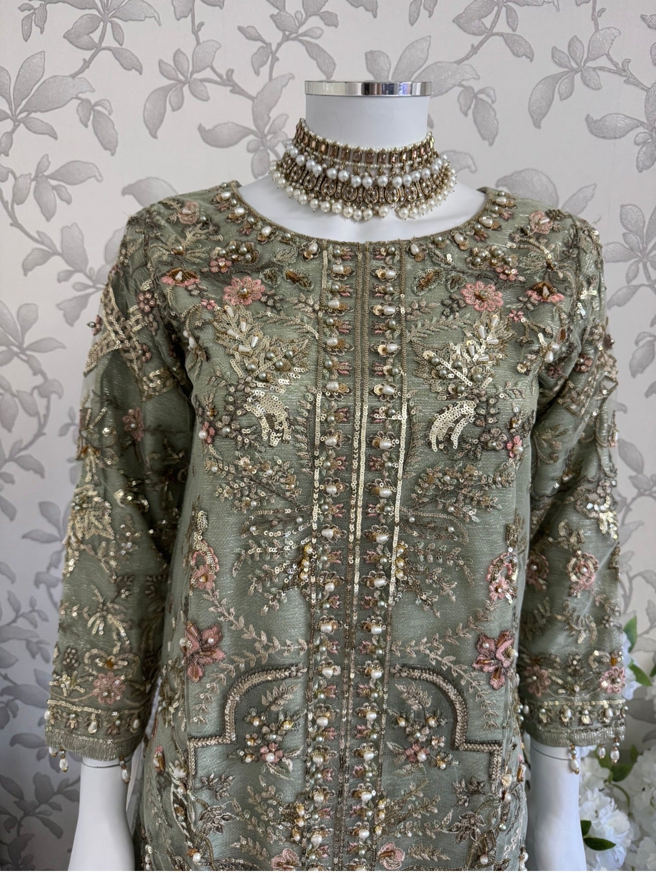 PEARLS | Luxury Hand Embellished Pakistani 3 piece sharara Suit