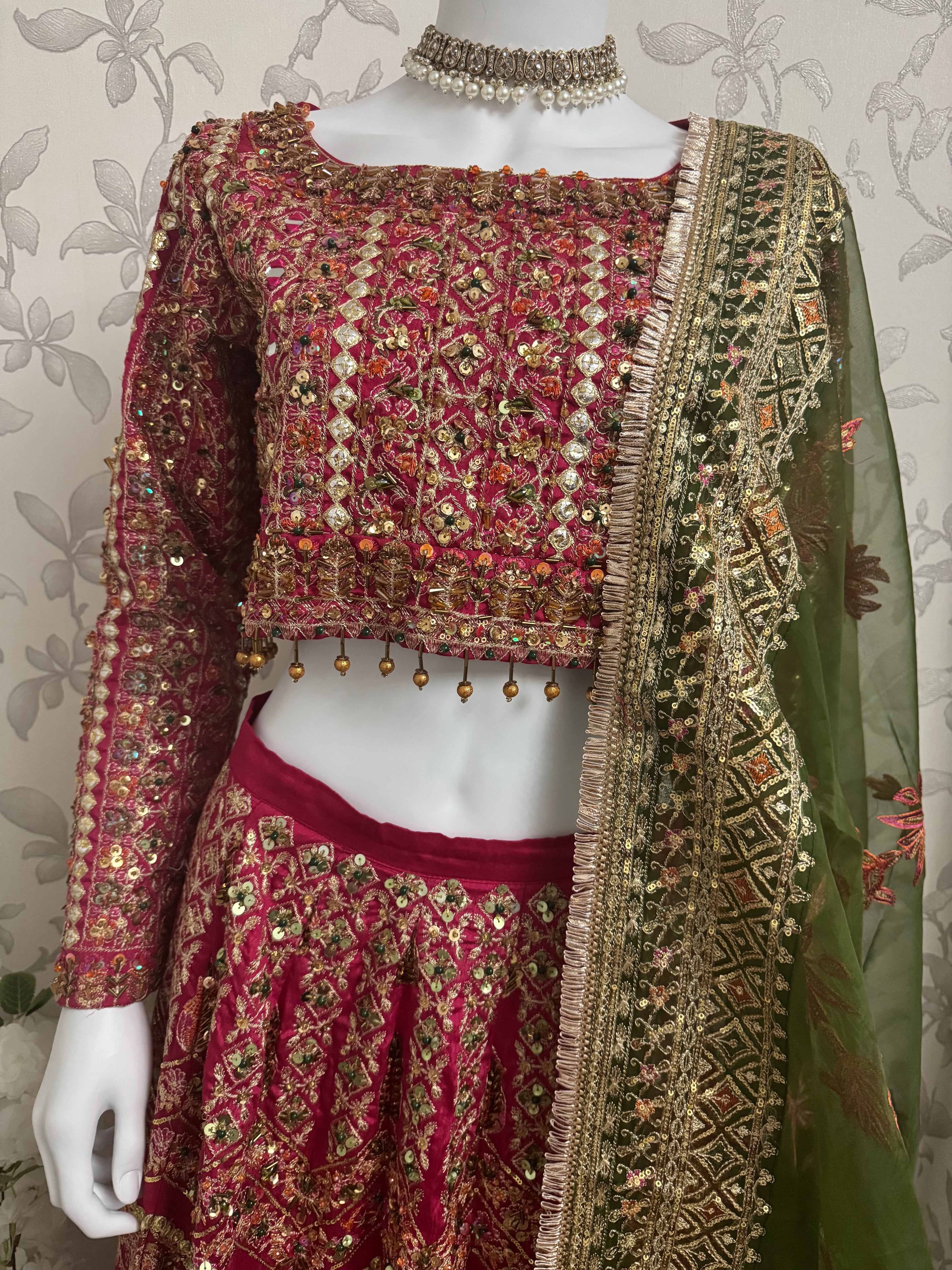 GUL BADAN | 3 piece Embroidered Pakistani bridal Lehenga choli collection