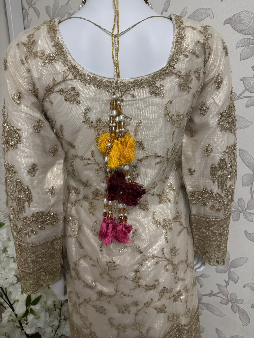 DULHAN | 3 piece heavy Embroidered Net Pakistani wedding Bridal Gharara Suit
