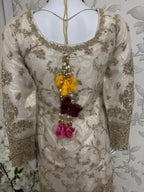 DULHAN | 3 piece heavy Embroidered Net Pakistani wedding Bridal Gharara Suit