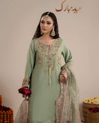 CHAAND RAAT | 3 piece Embroidered Raw Silk Suit