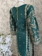 AFROZ Emerald | 3 piece Embroidered soft Organza Suit