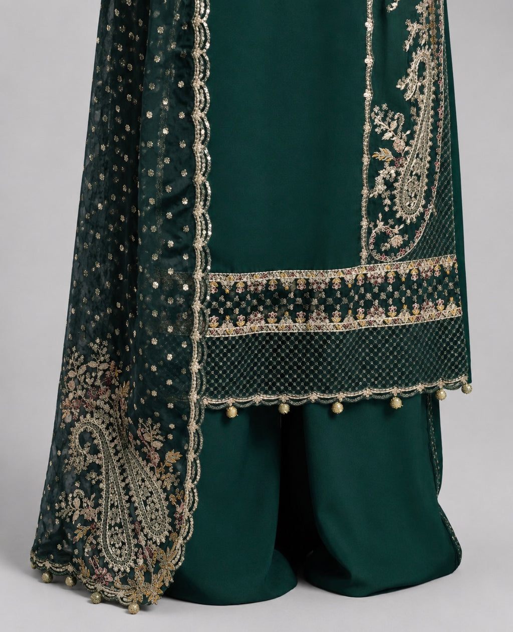 CHAAND RAAT | 3 piece Embroidered Raw Silk suit