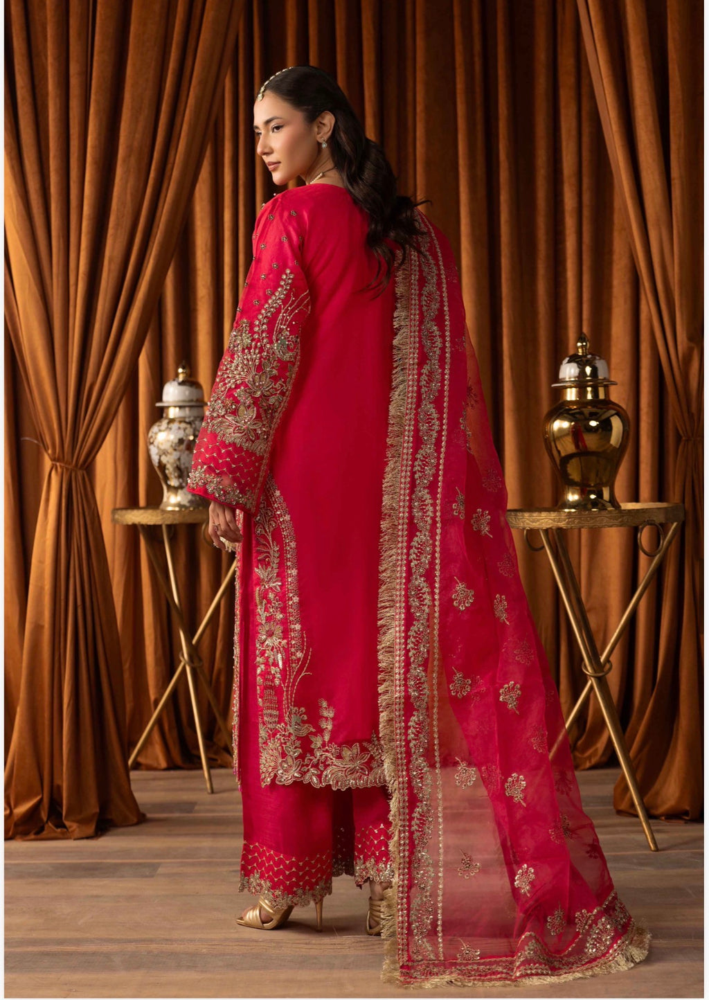 SANGEET | 3 piece heavy Embroidered soft organza Suit