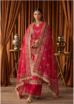SANGEET | 3 piece heavy Embroidered soft organza Suit