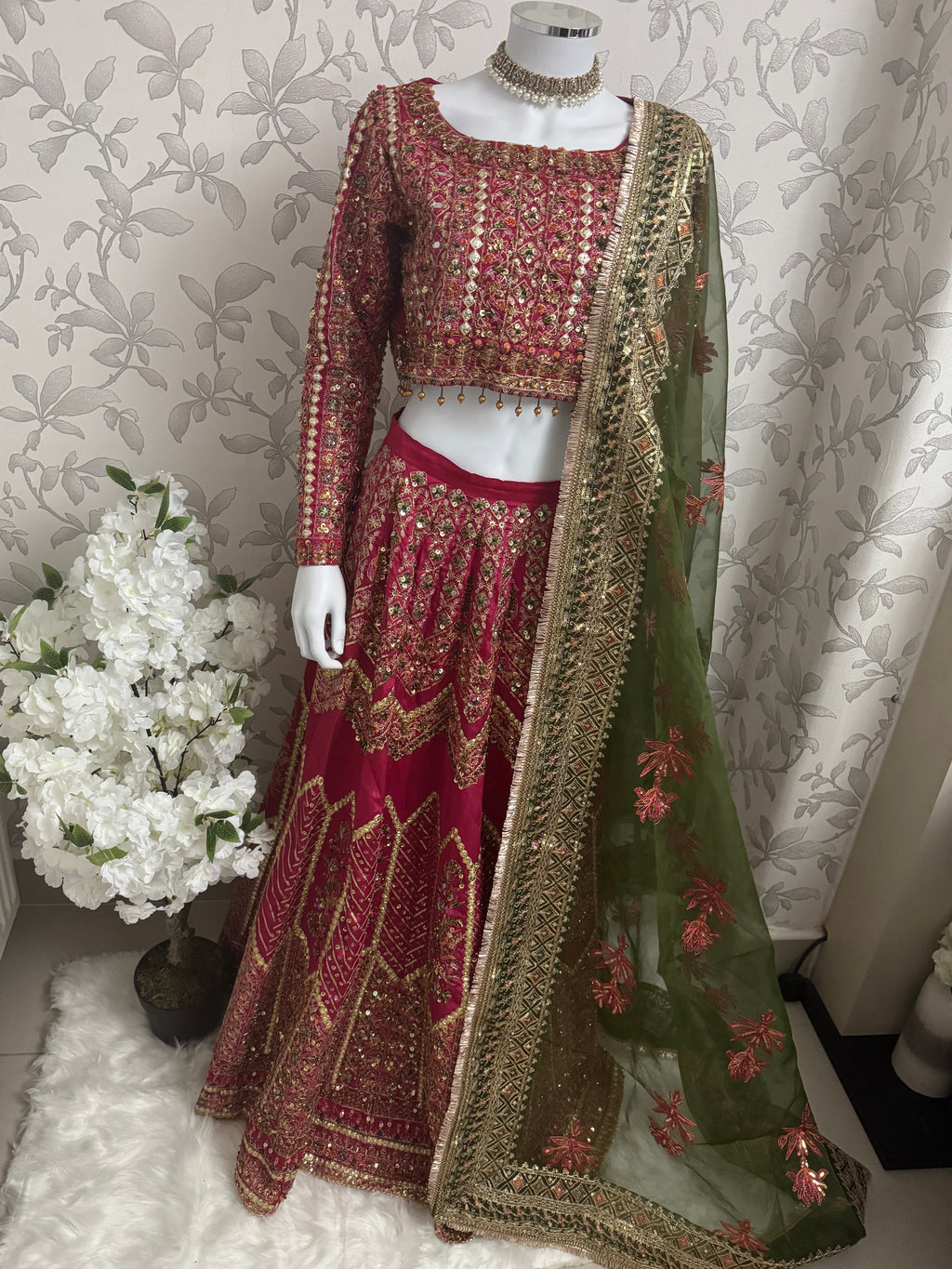 GUL BADAN | 3 piece Embroidered Pakistani bridal Lehenga choli collection
