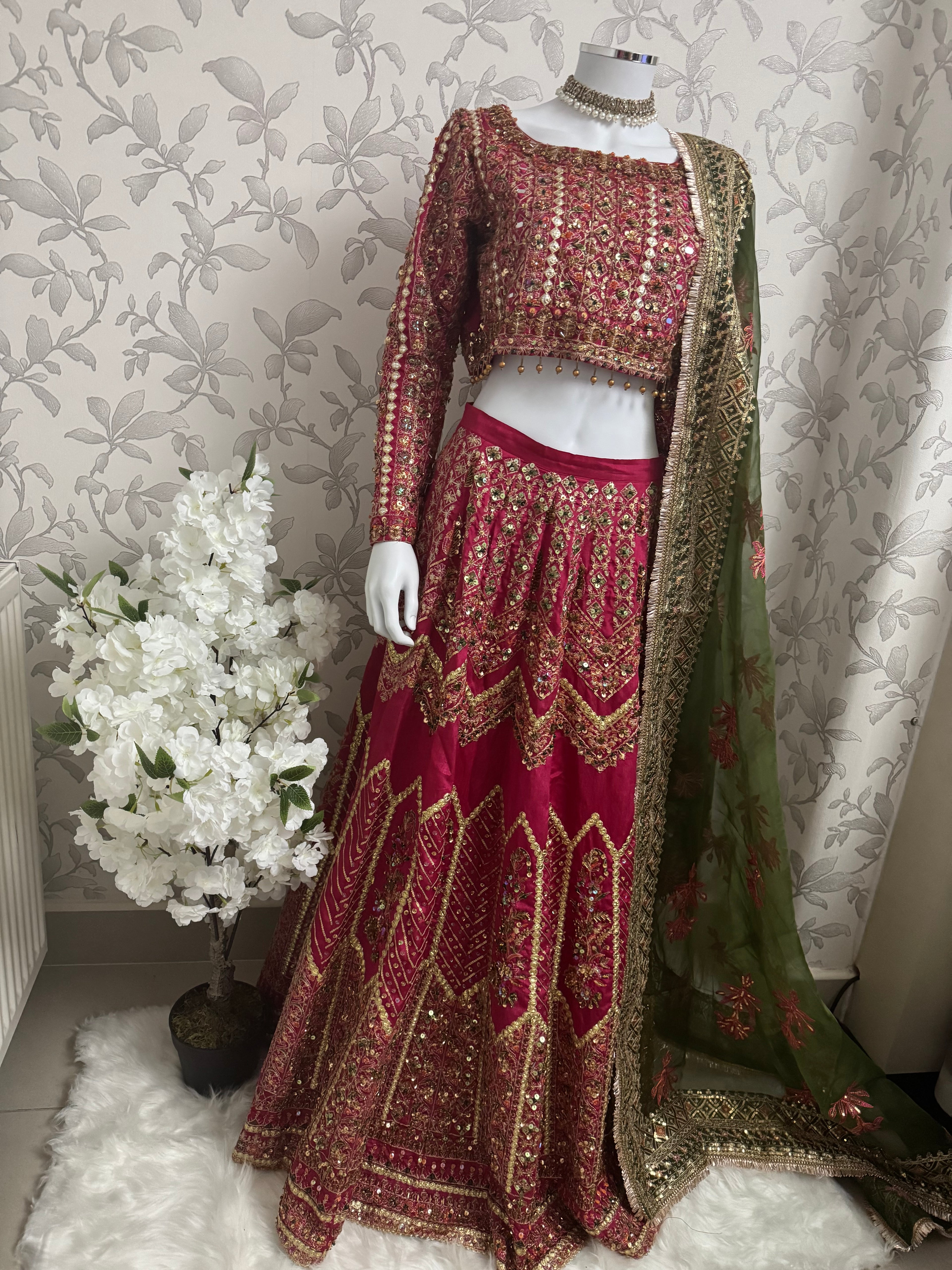 GUL BADAN | 3 piece Embroidered Pakistani bridal Lehenga choli collection