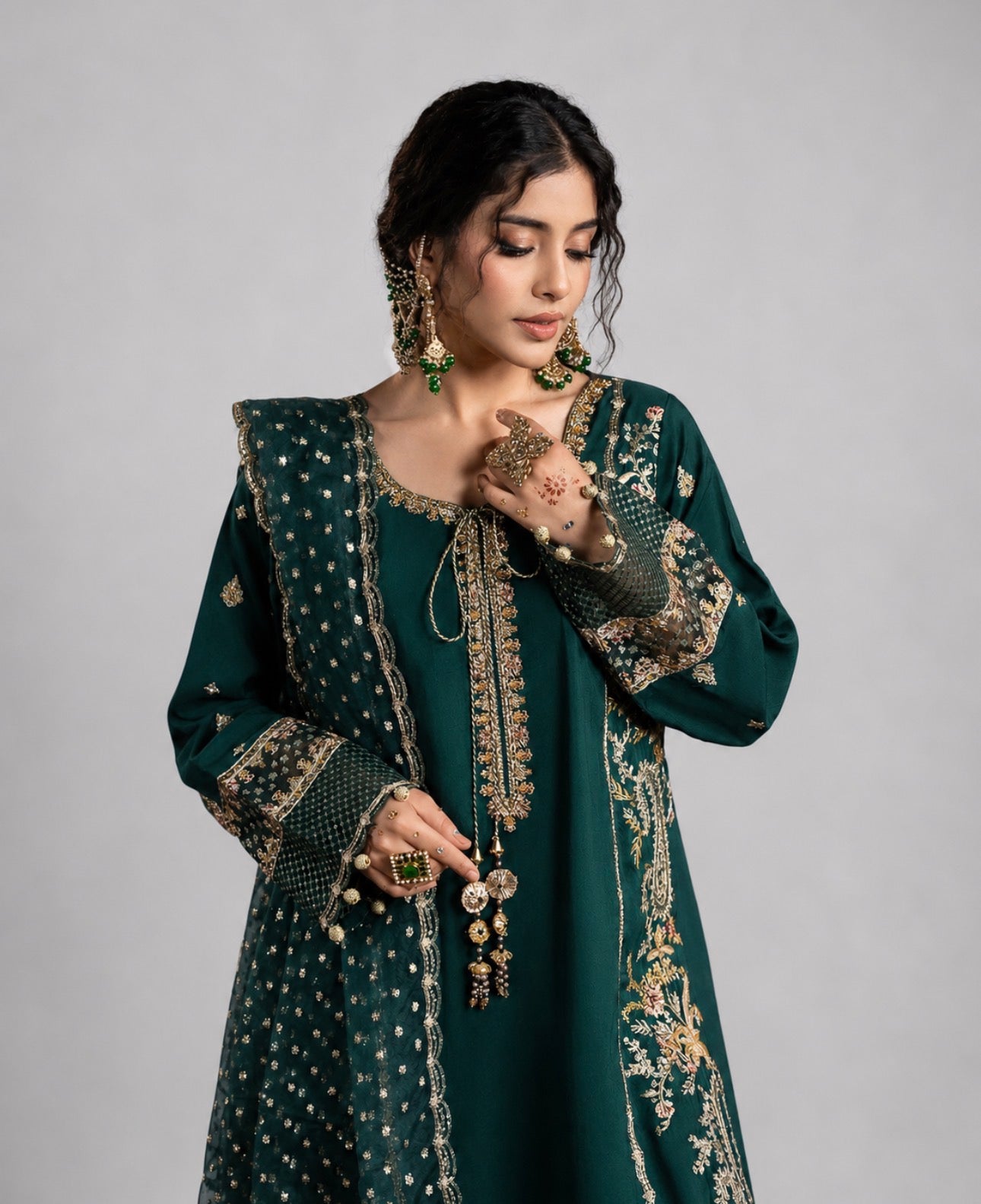 CHAAND RAAT | 3 piece Embroidered Raw Silk suit