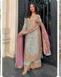 SAHAR | 3 piece heavy Embroidered chiffon wedding suit