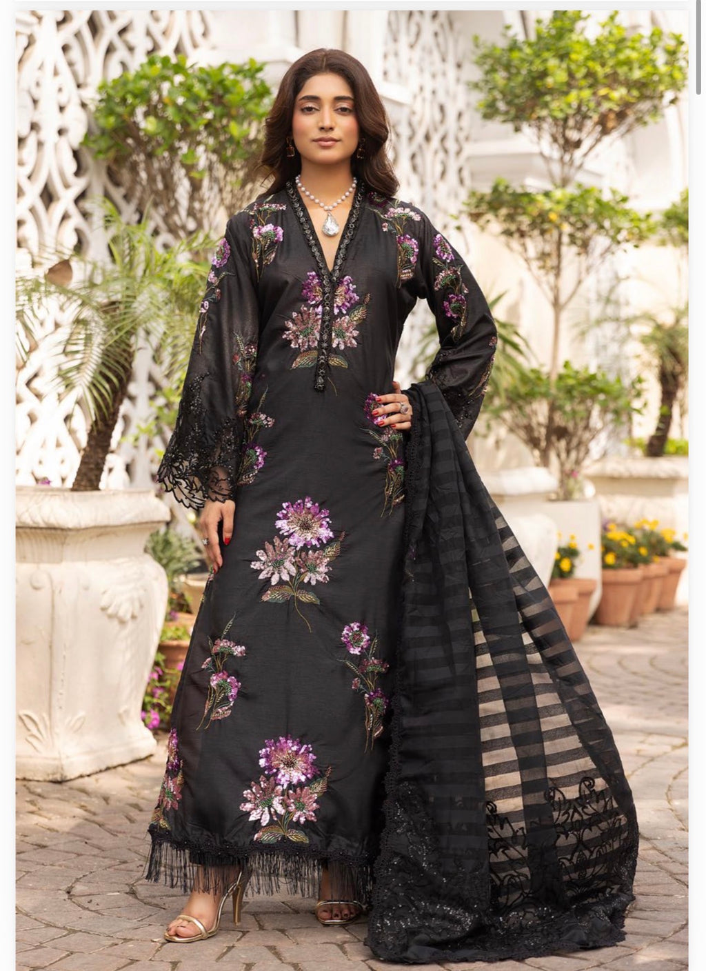3 piece Luxury Embroidered silk Suit