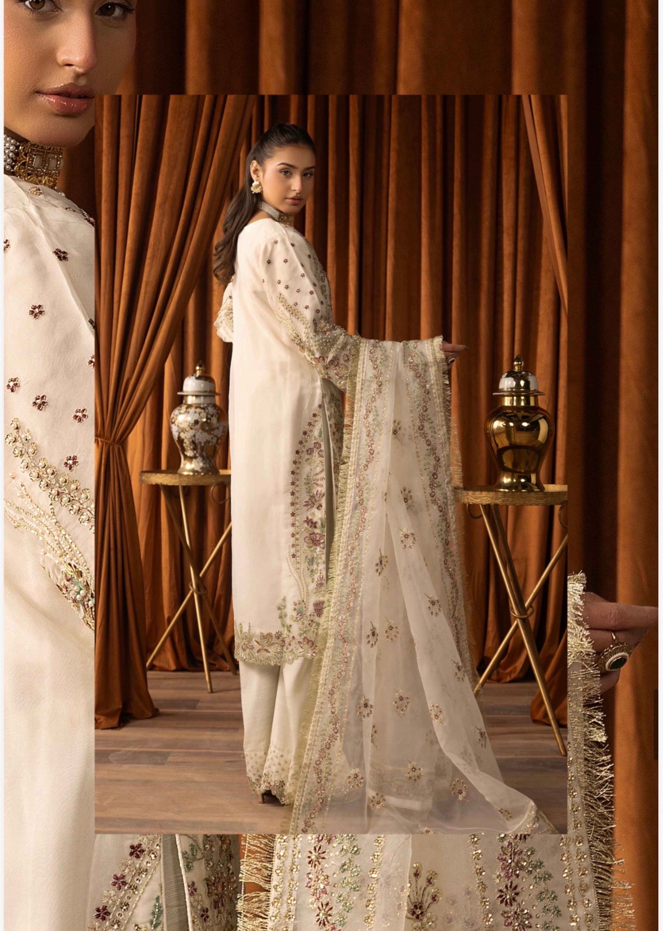 SANGEET | 3 piece heavy Embroidered soft organza Suit