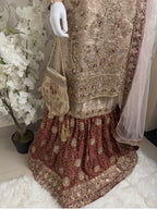 AMAIRA | 3 pieces heavy Embroidered shinny Masoori wedding Gharara Suit