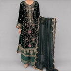 MAHRUKH | 3 piece Heavy Embroidered velvet wedding Suit