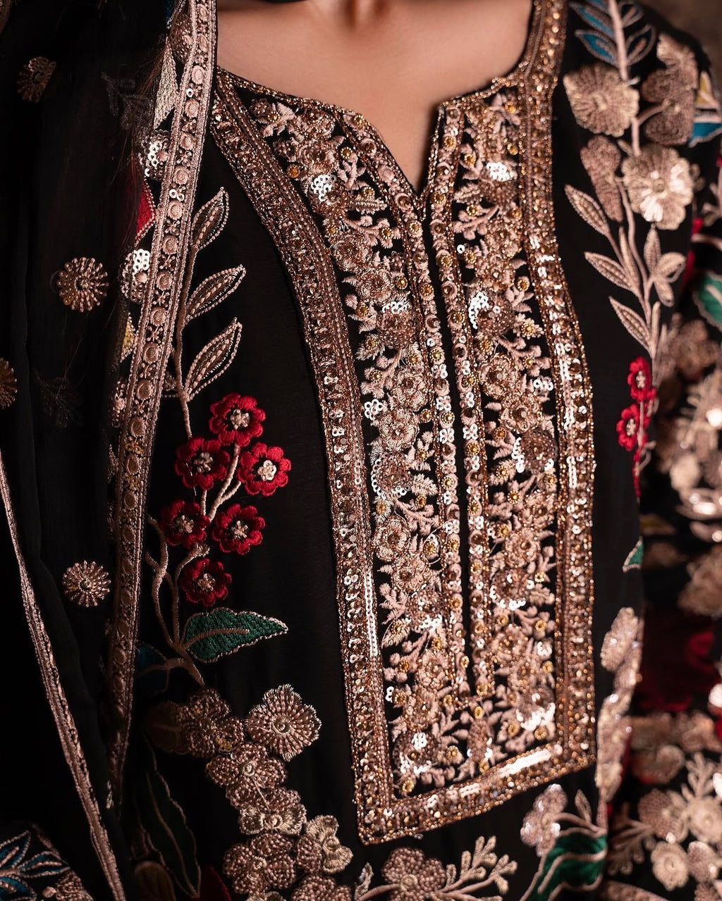 MAHNAZ | 4 piece Heavy Embroidered chiffon wedding suit