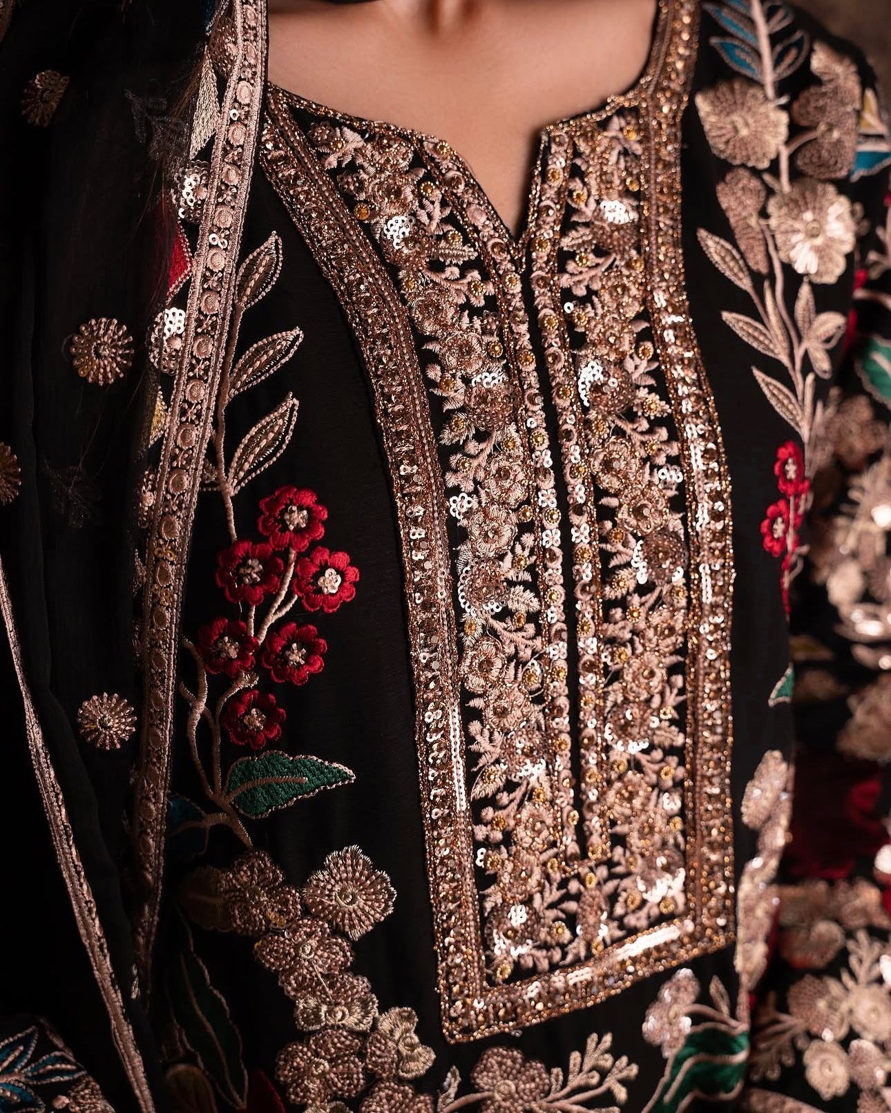 MAHNAZ | 4 piece Heavy Embroidered chiffon wedding suit