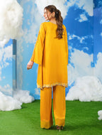 Sunshine Yellow 2 piece silk Embellished Kurta Set