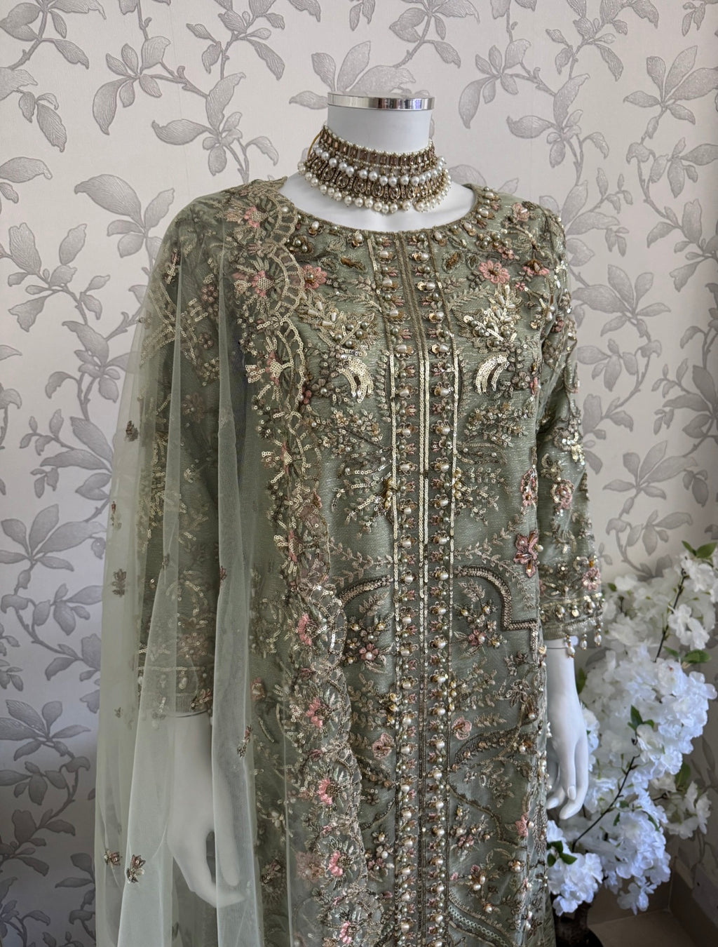 PEARLS | Luxury Hand Embellished Pakistani 3 piece sharara Suit