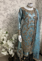 AMAIRA | 3 pieces heavy Embroidered shinny Masoori wedding Gharara Suit
