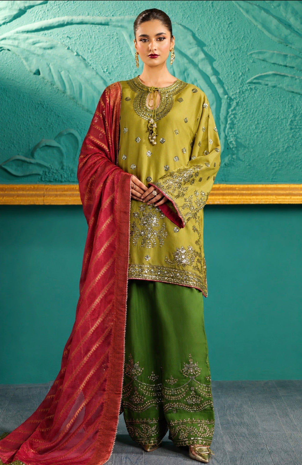 ZARMINA | 3 piece heavy Embroidered sequins work party wear stitched suit