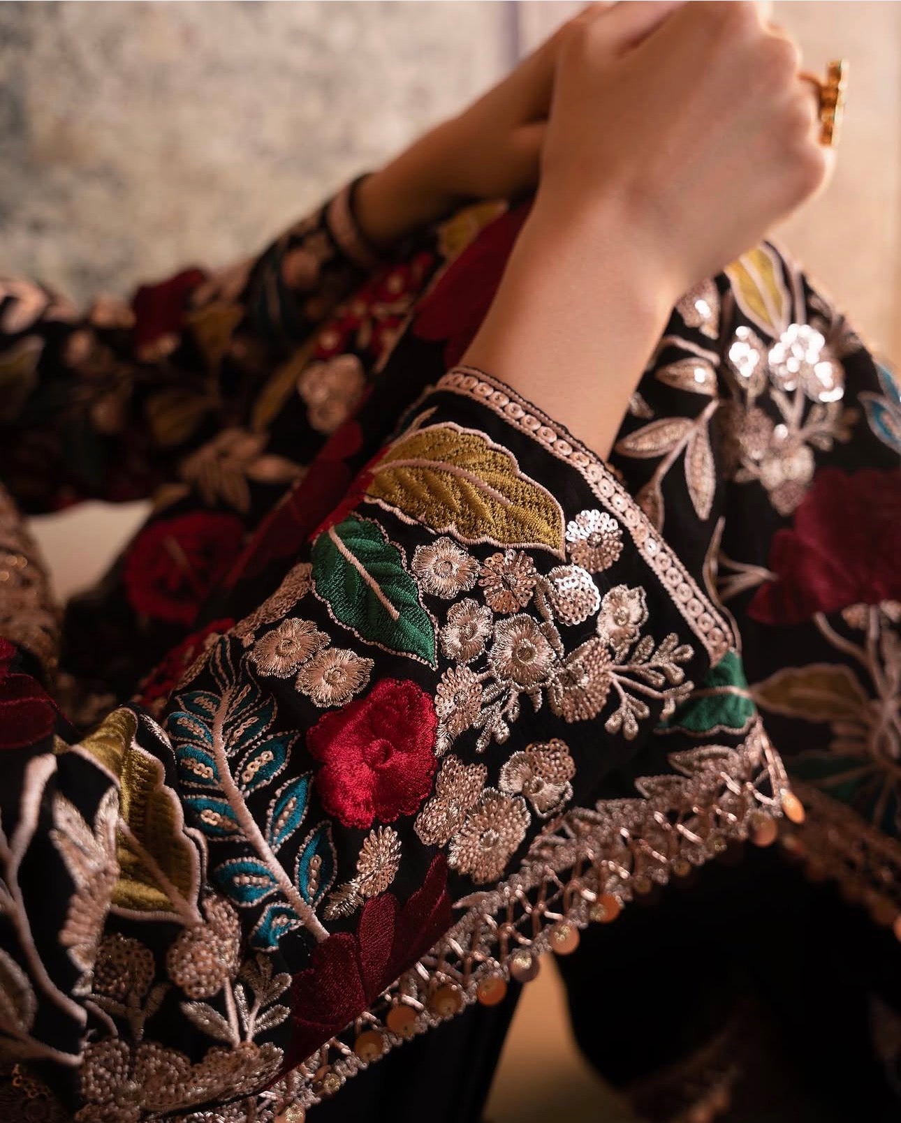 MAHNAZ | 4 piece Heavy Embroidered chiffon wedding suit