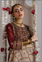 ALANI Royal Maroon | 3 pieces heavy embroidered chiffon Maxi Dress