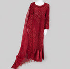 SANNA | 3 pieces heavy embroidered Net wedding sharara suit