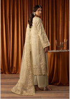 AFROZ Sage green | 3 piece Embroidered soft Organza Suit