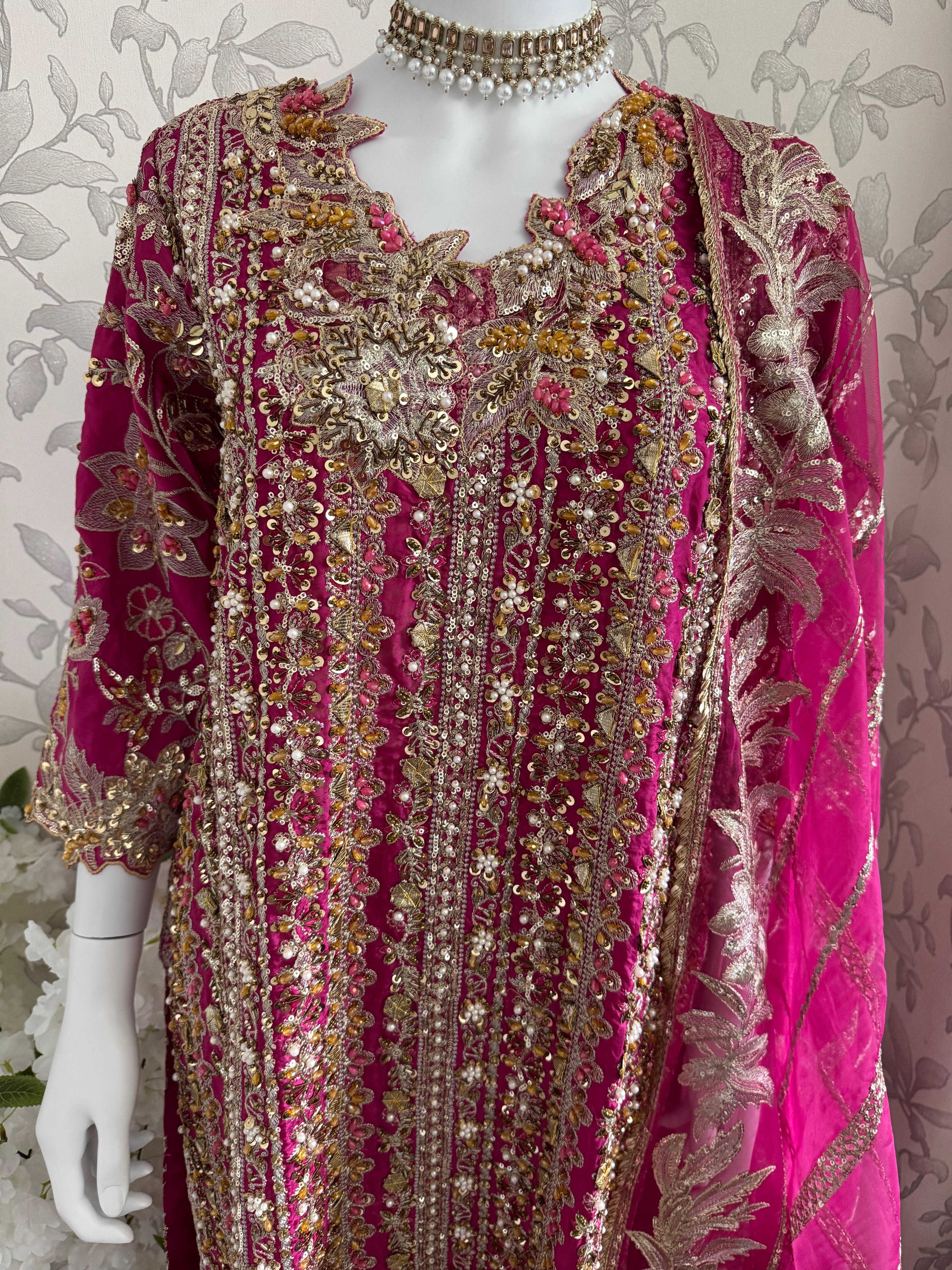 SAFINA | 3 pieces heavy Embroidered silk wedding Suit
