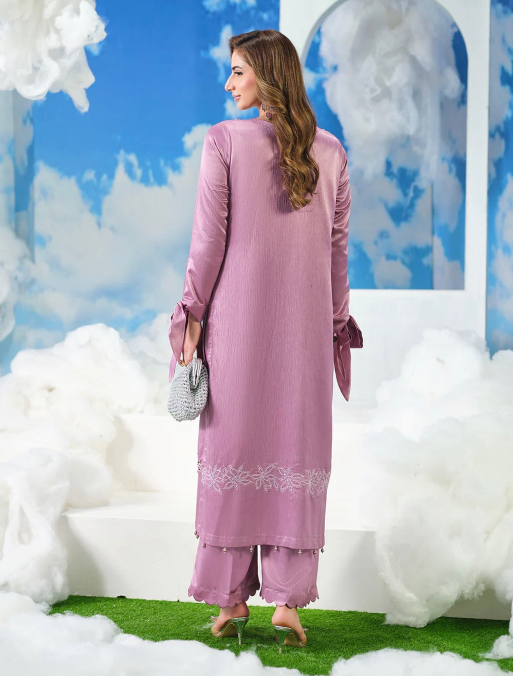 Blush Pink SILK Embellished Kurta & Palazzo Set