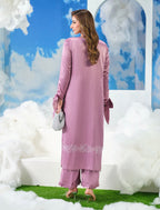 Blush Pink SILK Embellished Kurta & Palazzo Set