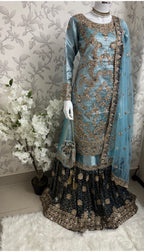 AMAIRA | 3 pieces heavy Embroidered shinny Masoori wedding Gharara Suit
