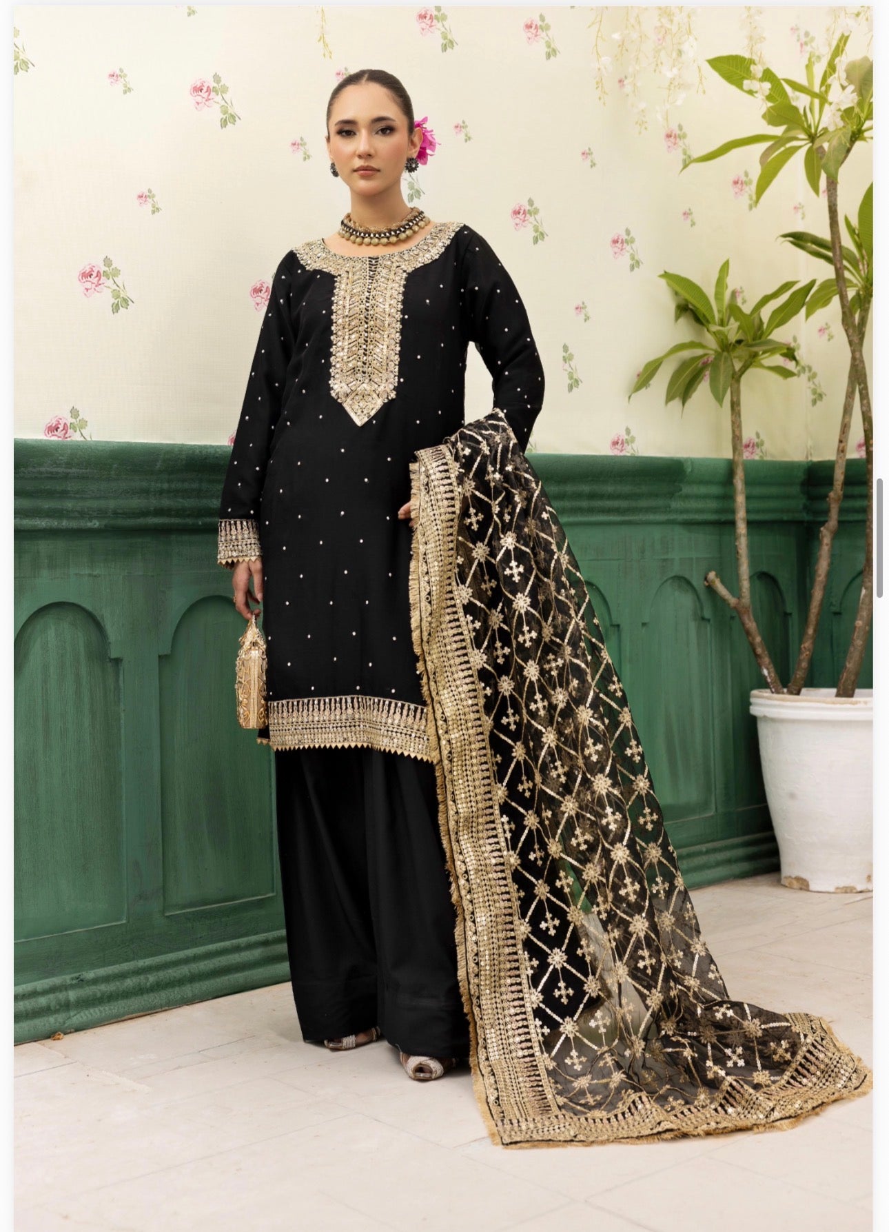 HAYA | 3 piece chiffon suit with heavy embroidered organza duppatta