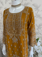 SAFFA | 3 piece Embroidered Chiffon Gharara Suit