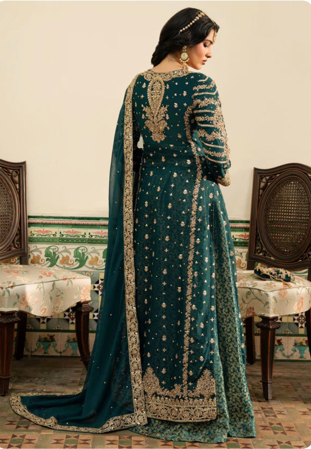 NAZLEEN | 3 piece embroidered Chiffon wedding Suit