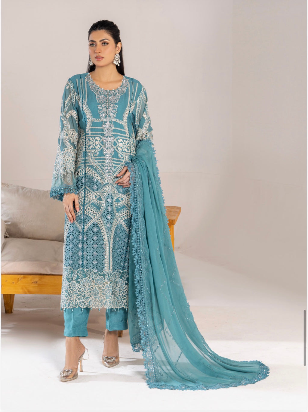 SONIYA | 3 piece heavy Embroidered Chiffon Suit
