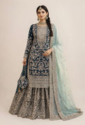 MAAYA | 4 piece Heavy Embroidered Chiffon wedding Gharara stitched suit