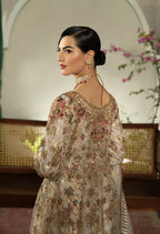 AROMMA | 3 piece Luxury Embroidered wedding anarkali Maxi dress comes with Potli bag