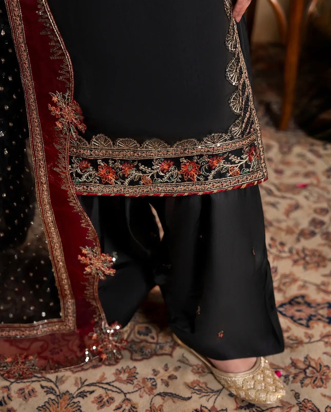 CHAAND RAAT | 3 piece Embroidered Raw Silk Suit