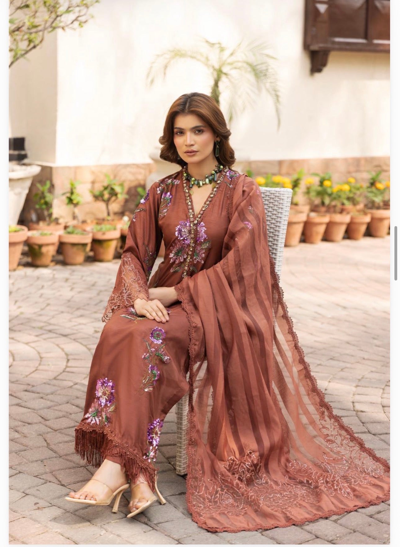 3 piece Luxury Embroidered silk Suit
