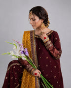 CHAAND RAAT | 3 piece Embroidered Raw Silk sharara Suit