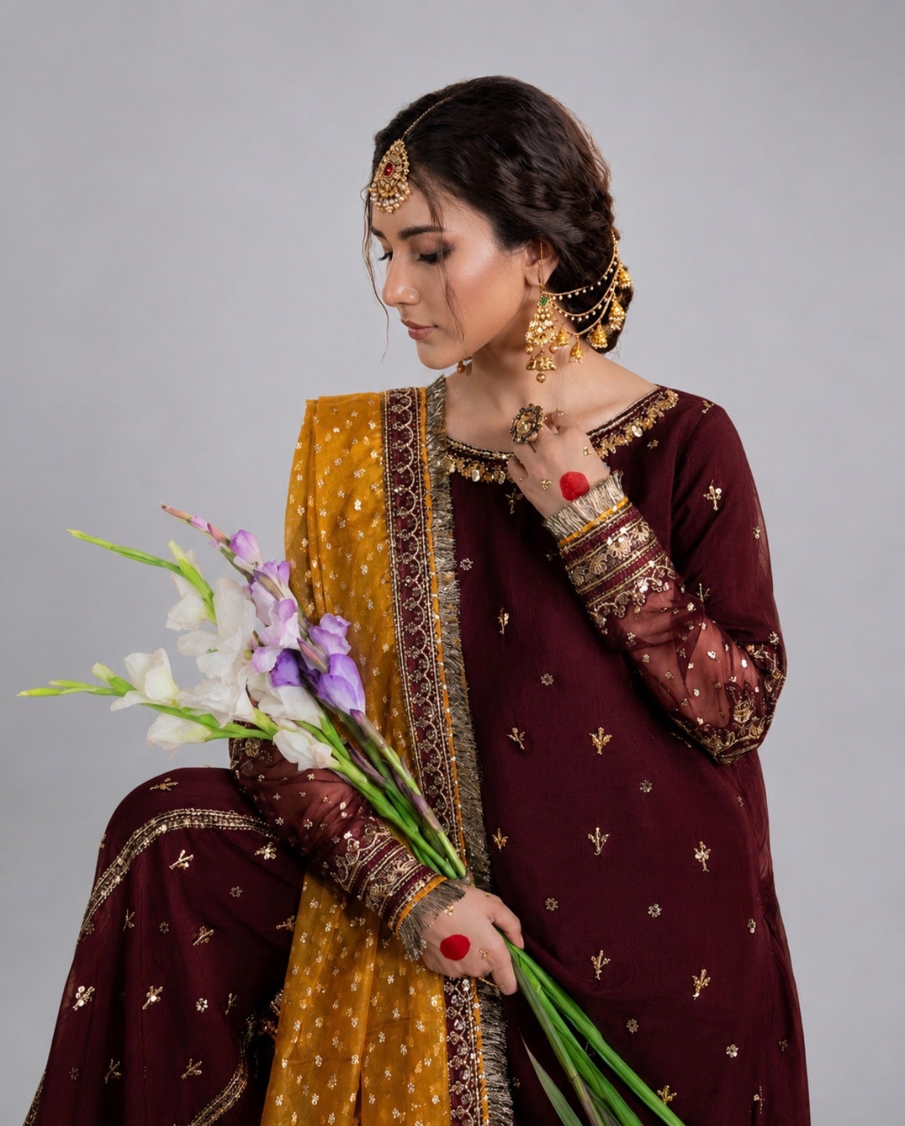 CHAAND RAAT | 3 piece Embroidered Raw Silk sharara Suit
